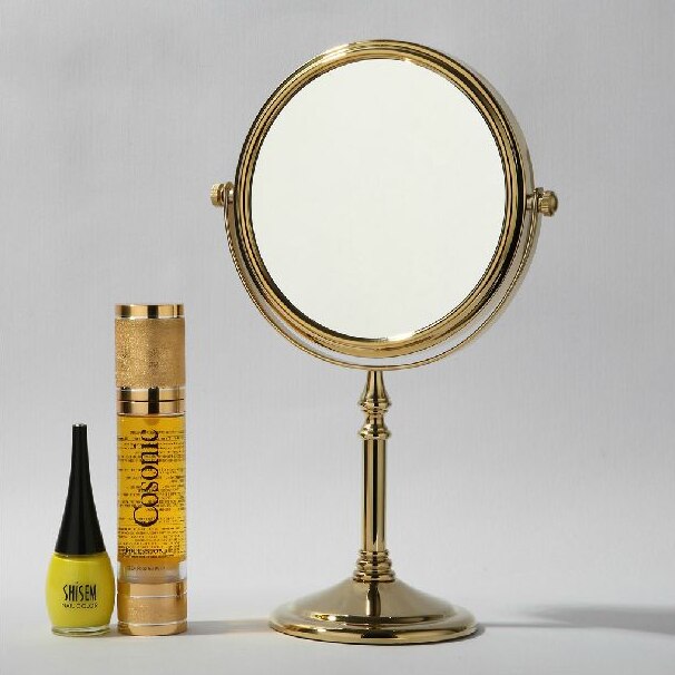 Bath Mirrors 6" Dual Cosmetic Makeup Mirrors 1:1 1:3 Magnifier 360 Degree HD Bathroom Double Faced Bath Table Mirror 726K