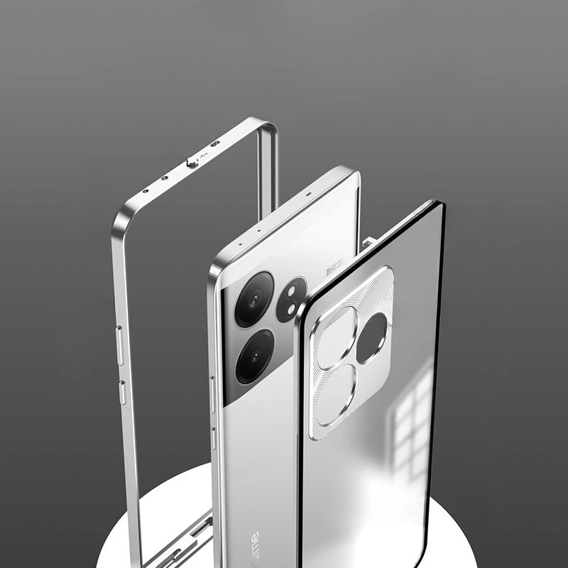 Funda de aleación de aluminio para Realme GT6 GT 6T Neo6 SE, Fundas de vidrio magnéticas para Realme GT 6 Neo 6, Funda de parachoques mate a prueba de golpes