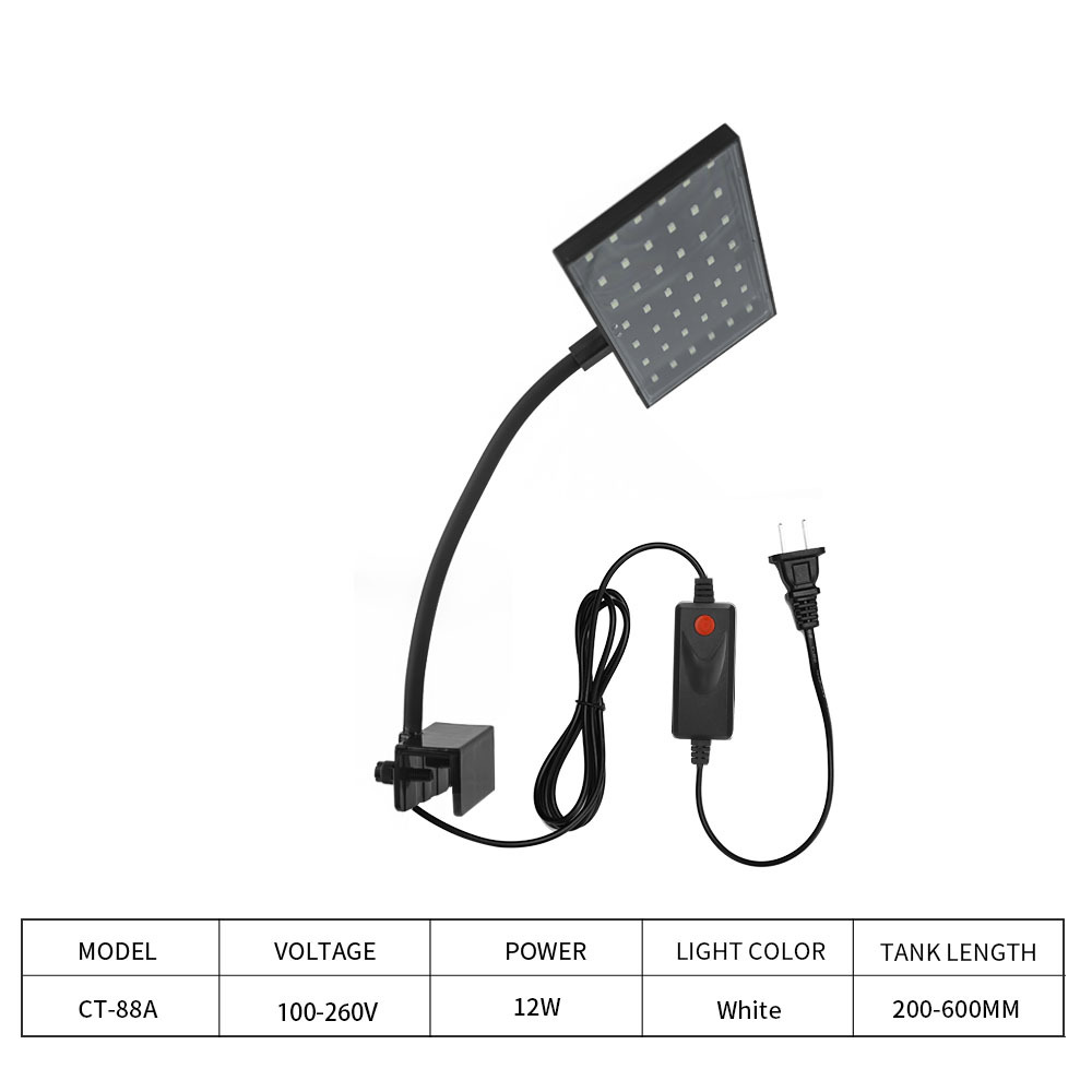 Led akvarielys akvarie med høj lysstyrke algelampe landskabspleje vand græsklemmelampe egnet til akvarier under 60cm: Hvid / Au stik