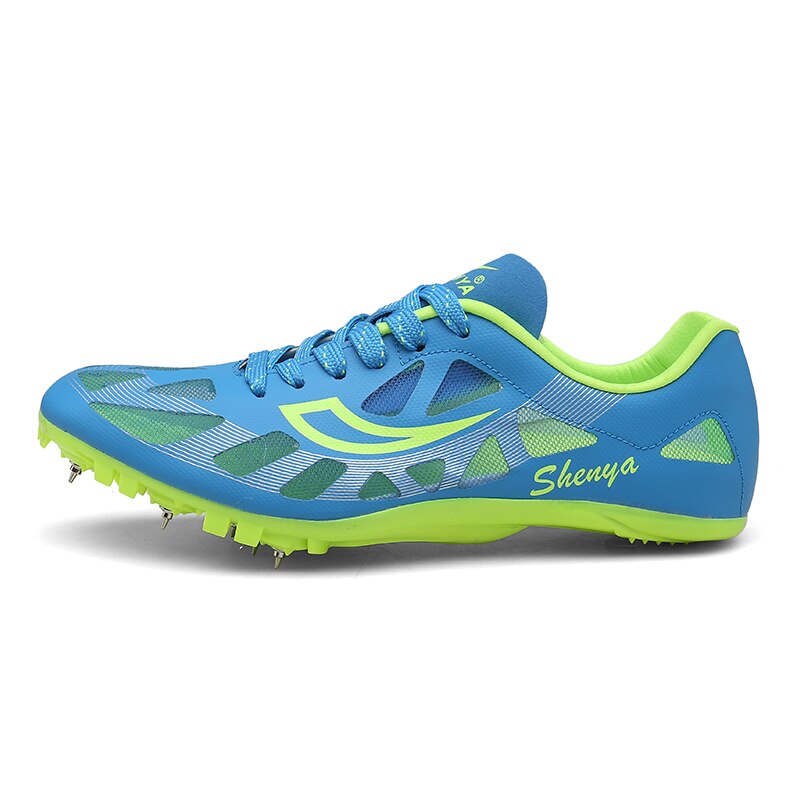 YTUK track and field shoes men's sports shoes athletes sprint training shoes women's light comfortable breathable: Blue fluorescent gre / 7.5