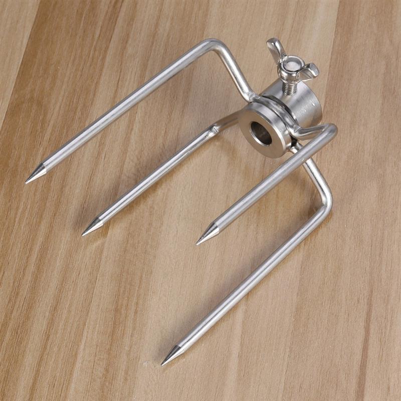 Pair of Stainless Steel Rotisserie Meat Forks Kit Grill Replacement With Square Spit Rods