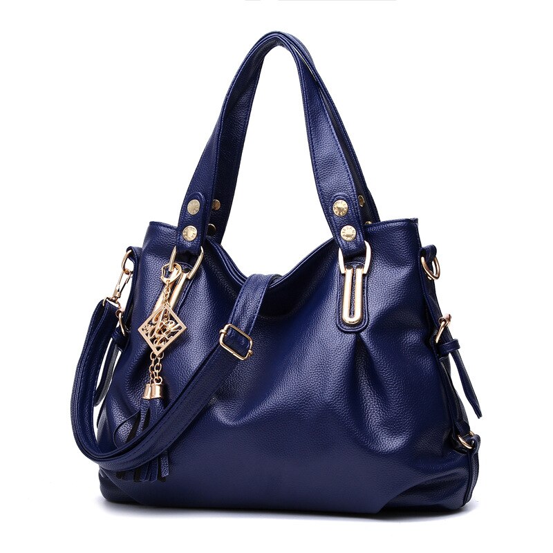 Sac à main en cuir PU pour femmes, sac de styliste de , sacs à main pour dames, sac à bandoulière Portable pour bureau, sac Hobos fourre-tout: Blue