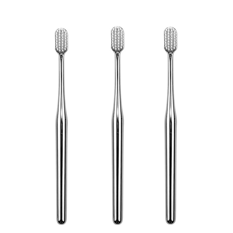 Brosse à dents douce de luxe pour hommes et femmes, brosses dentaires pour adultes, or, argent, indépendant, brosses à dents douces, directe: green