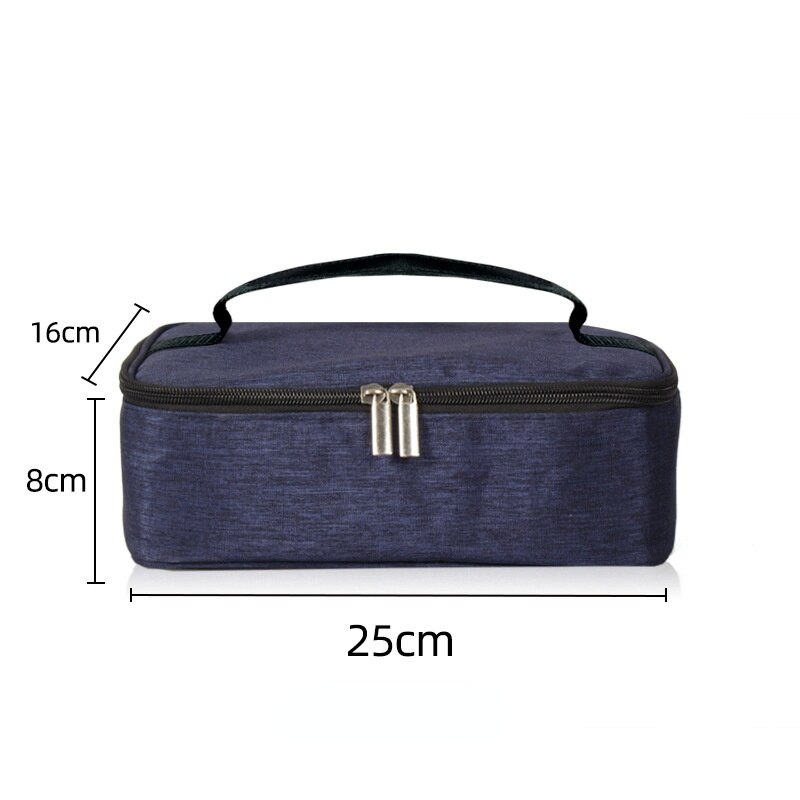 Vierkante Draagbare Lunch Tas Geïsoleerde Lunch Box Zak Aluminiumfolie Verdikte Lunchbox Tas Geschikt Voor Studenten En Kantoormedewerkers: Blauw