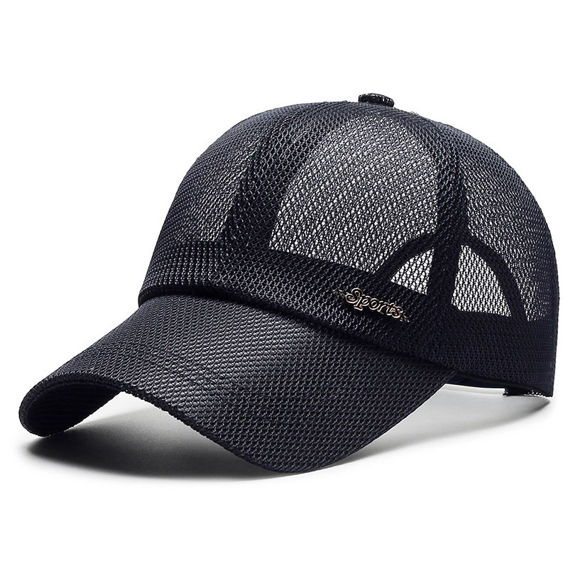Kanada sommar för män bokstäver mesh basebollkeps sport solskydd andningsbar snapback-keps man utomhus snygg enkel enfärgad kpop: Svart