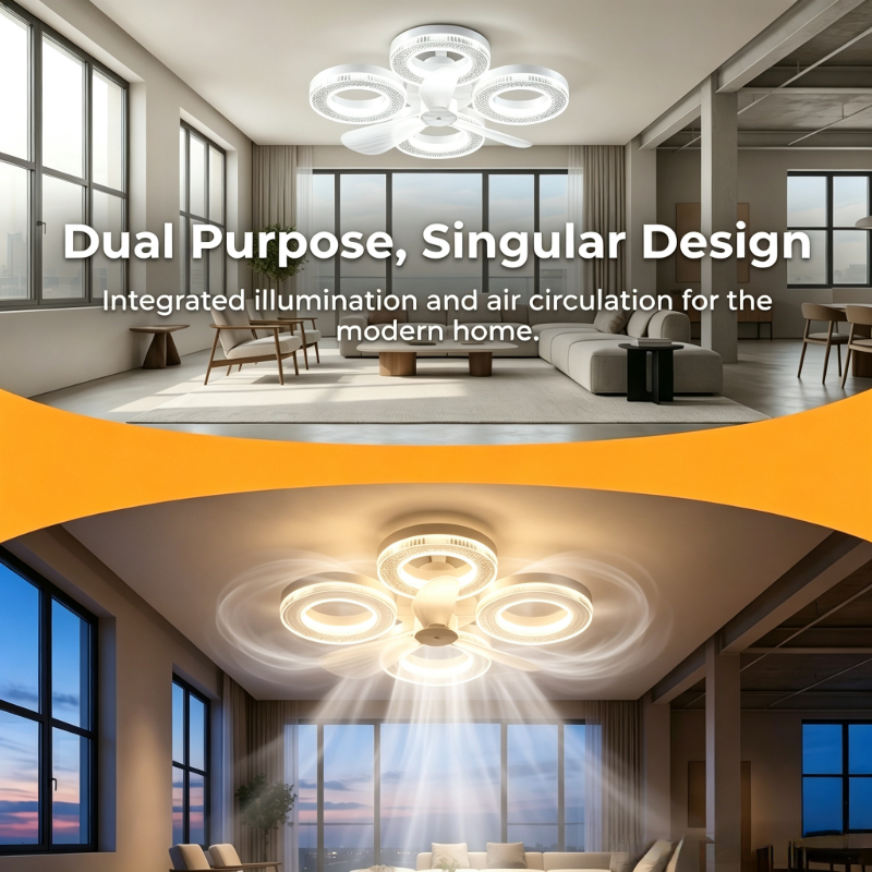 E27 LED Ceiling Fan Light 60W 3CCT Dimmable 3 Speeds Silent Fan Lamp for Bedroom Living Dining Room Home Fans Decor Lighting