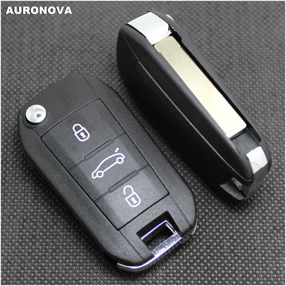 AURONOVA Actualización de carcasa de llave plegable para PEUGEOT 208, , 301, 308, 508, Hella 3 botón HU83 hoja de mando a distancia de coche caso de Shell