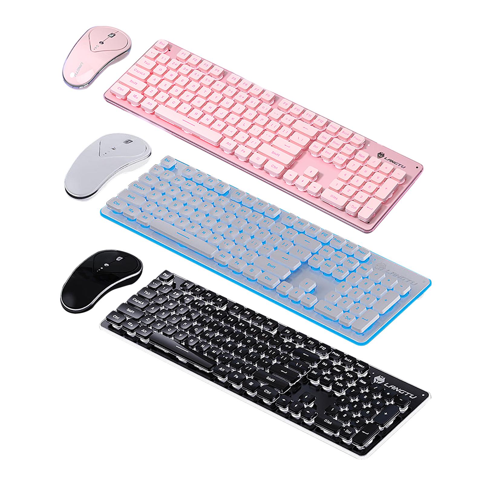 Compact 2.4G Wireless Keyboard Mouse Combo 104 Keys Ergonomic Shape Chocolate Keycaps Keyboard Mouse Set for Notebook Computer