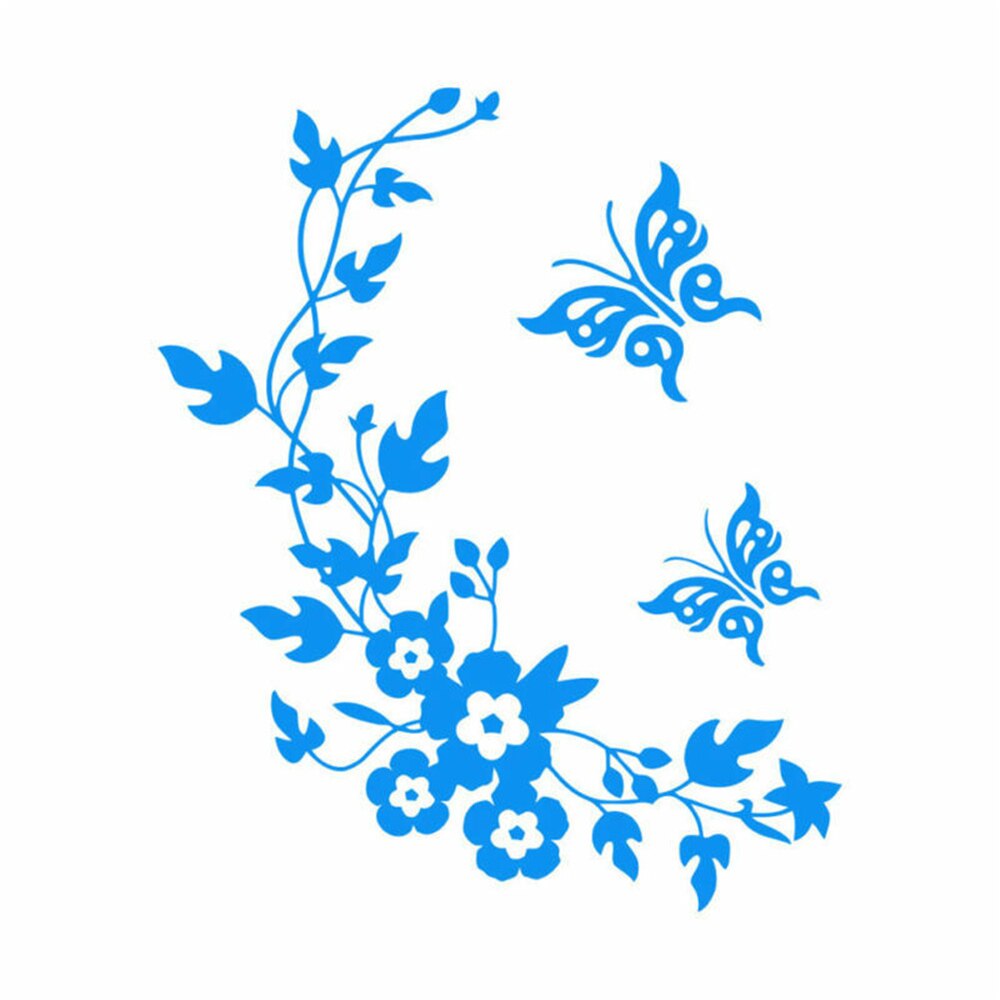 Mariposa flor asiento de inodoro PVC baño extraíble pegatina de pared decoración inteligente: Azul