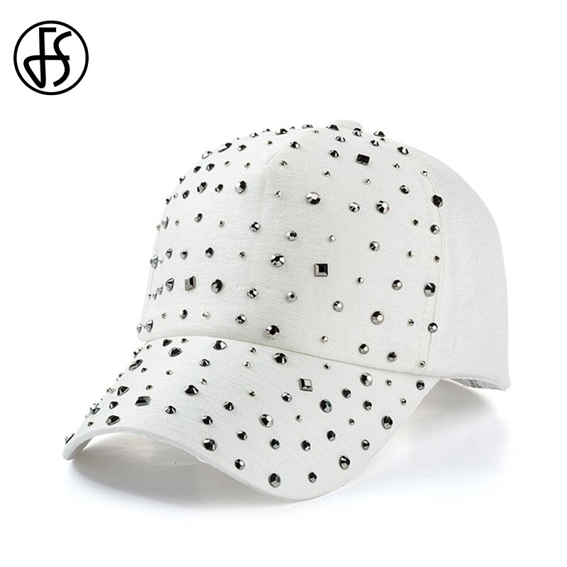 Fs trendiga rhinestone face kepsar för kvinnor vinter snapback hip hop svart vit baseball kepsar män ben truck hatt casquette