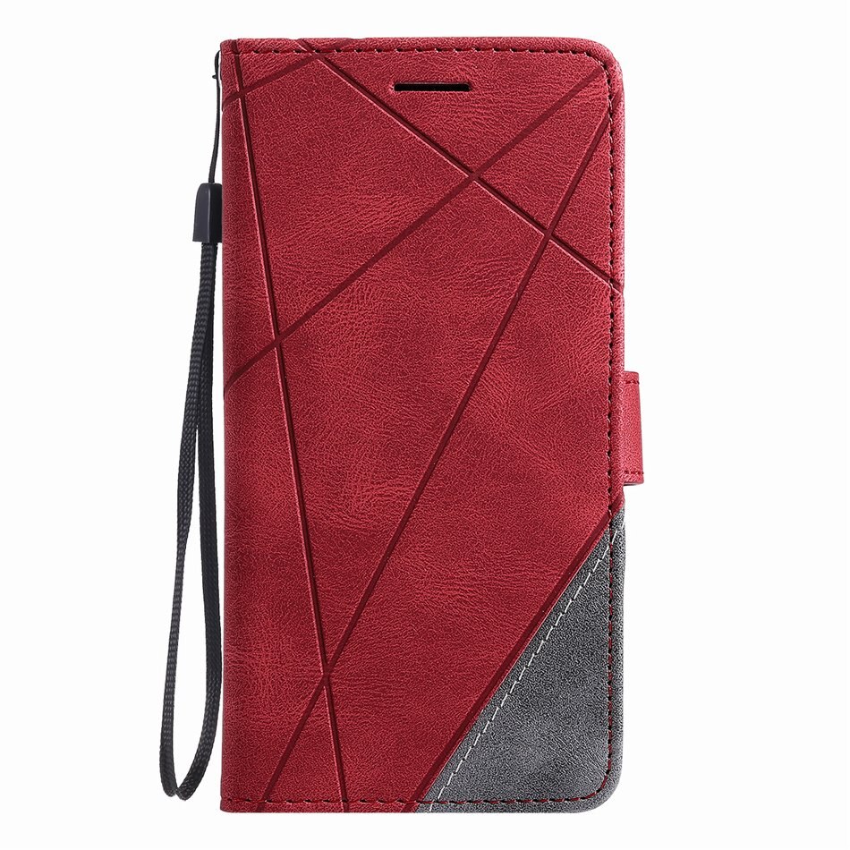 Neutral Style Phone Holster For Oneplus 8 Pro 1+8 1+8Pro One plus 8 8Pro Stripe Rhombus Leather Case Hit Color Stand Cover O21G: For Samsung J330 / Red