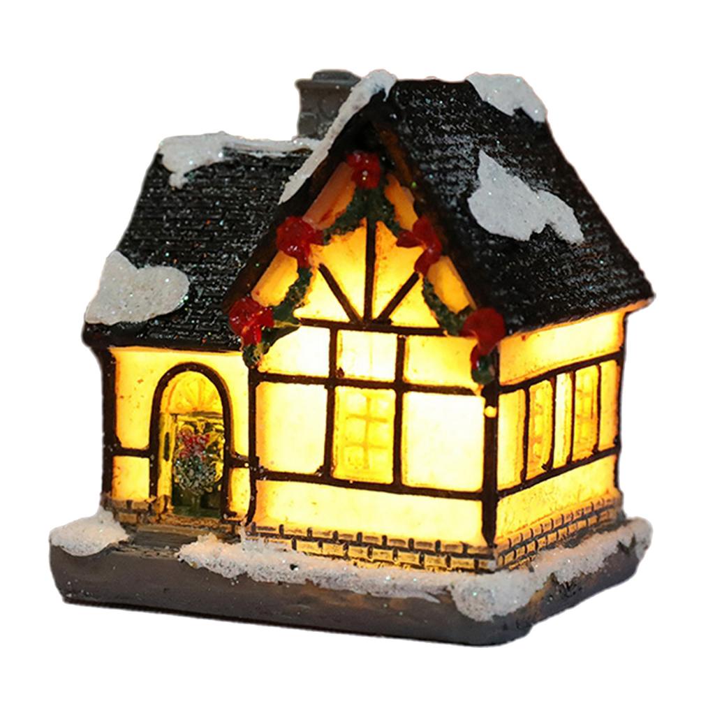 Christmas Decor Lighting Miniature Ornament Village Houses Xmas LED Light House: Style 2