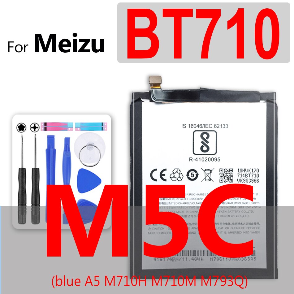 Para Mei zu BA612 BA611 BA621 batería para Meizu 5S 5C M5S M612Q M612h M612M M1 M2 M3 M3S M5 M5c M6 Note mini batería móvil: BT710