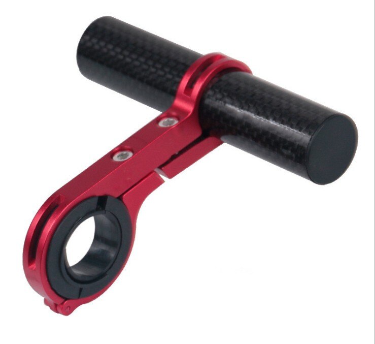 Bike Handlebar Extender,Carbon Fiber/ Aluminum Alloy Clamp Bicycle Handlebar Extension Bracket for Flashlight, GPS, Mobile Phone: Carbon tube red10cm