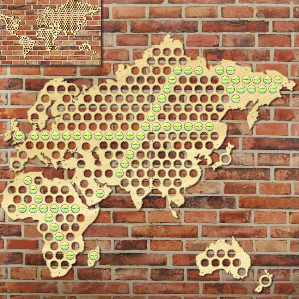 World Map Bottle Beer Cap Map Wooden Craft Wall Art Decorative Cap Collector World Map For Beer Lover