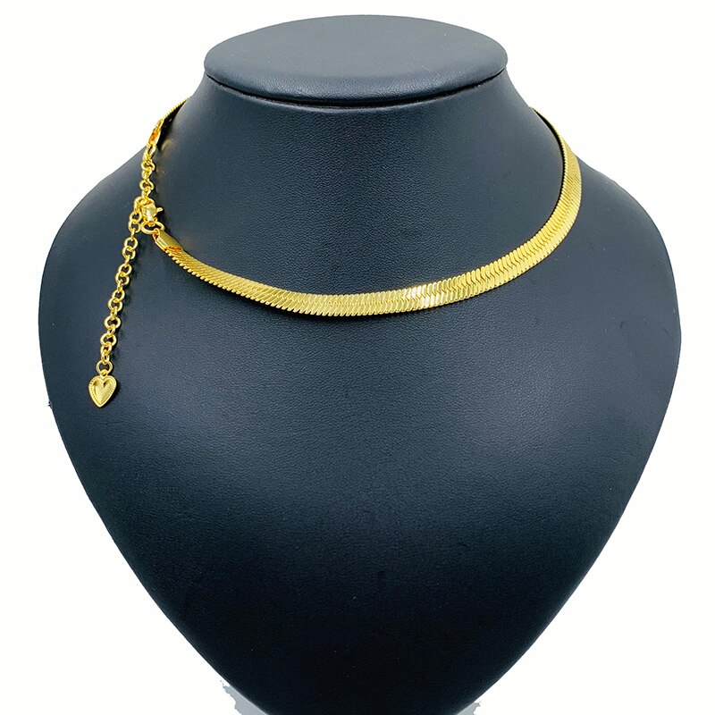 Women Choker Blade Necklace 316L Stainless Steel Jewelry Gold Filled 6.2MM Snake Chain