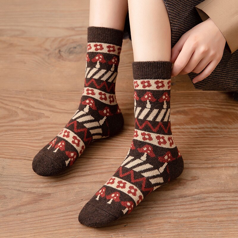 Calcetines gruesos de lana para mujer, medias de tubo informales, de algodón, cómodos y cálidos, para Otoño e Invierno