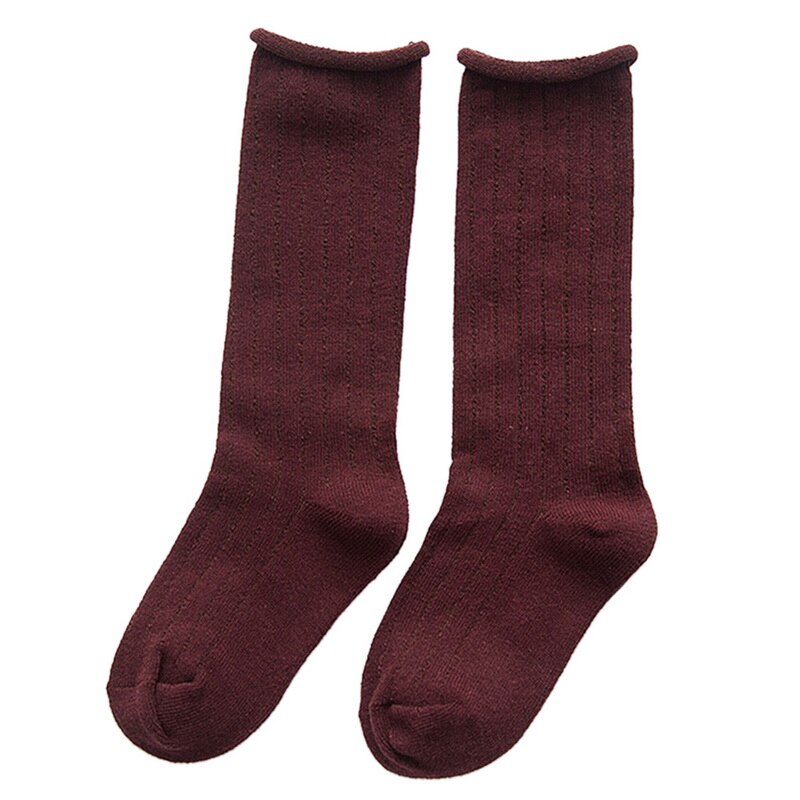 CYSINCOS 0-10Y niños calcetines largos medio tubo sólido algodón belleza caramelo colores calentadores bebé Calcetines niños Boby Niñas Ropa: Coffee / 1-3Y