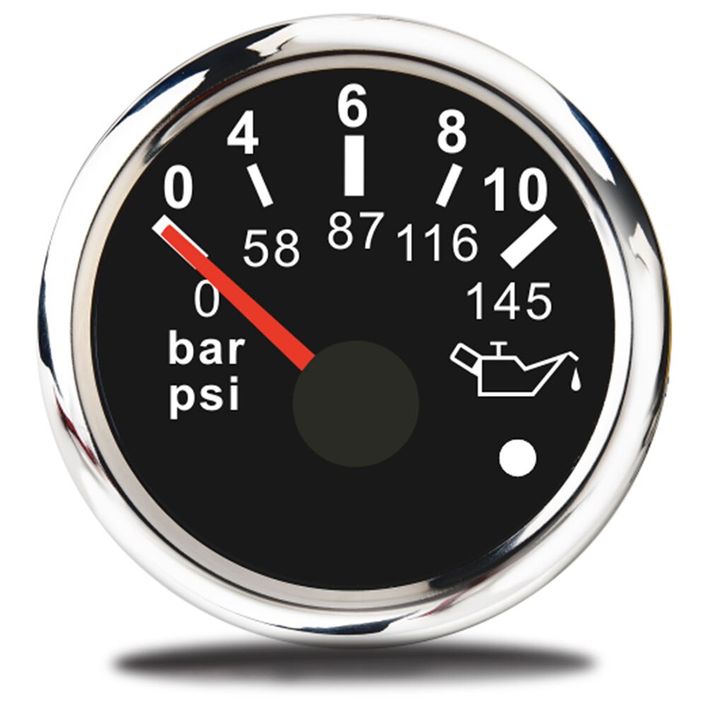 Manómetro de presión de aceite para coche, Sensor de mesa métrica, medidor de presión de aceite de 12V para camión, barco con alarma, 52mm, 2 pulgadas, 0 ~ 10 Bar, 0-145 PSI