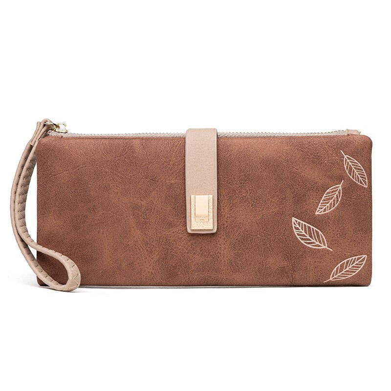 Polsbandje Clutch Wallet Vrouwen Zachte Lederen Kaarthouder Rits Mobiele Telefoon Zak Grote Capaciteit Portemonnee Vrouwelijke Portemonnee Carteras: Brown