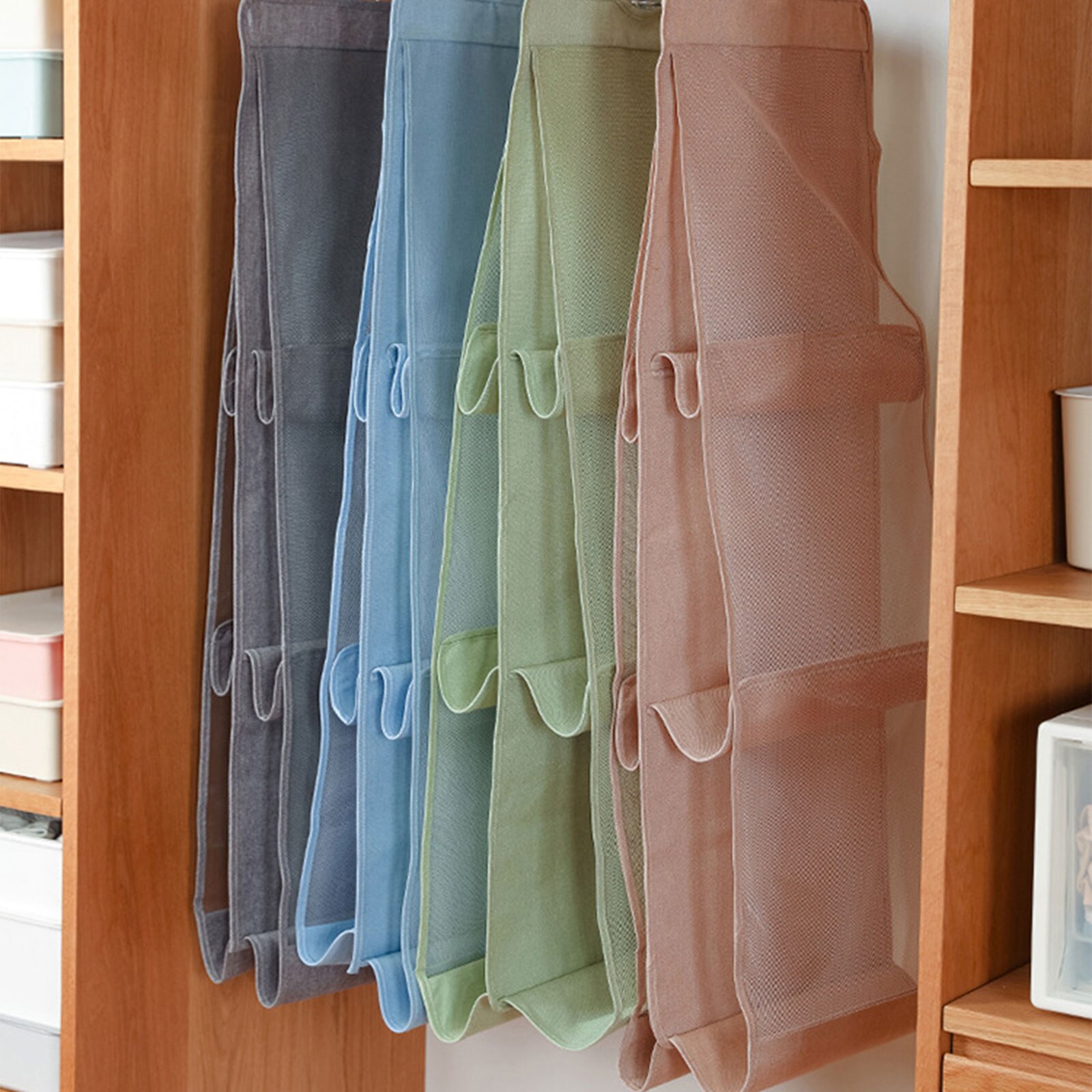 Handtas Opslag Opknoping Tas Met Multi-Layer Grote Capaciteit Transparante Raster Geventileerde Accessoire Stijl