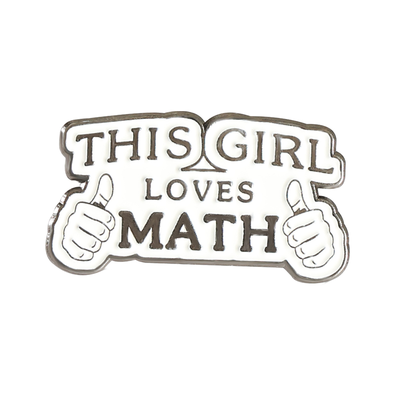 Broches de Metal personalizados para química, matemáticas y ciencia, insignia de letra Simple en blanco y negro, para profesores, estudiantes, Pin esmaltado Geek Pi π: Rodio plateado
