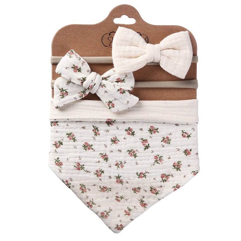 3 pz/set cotone bavaglino fiocco fascia pulsante regolabile triangolo Saliva asciugamano stampa neonato ragazzo ragazza alimentazione Burp panno: 1