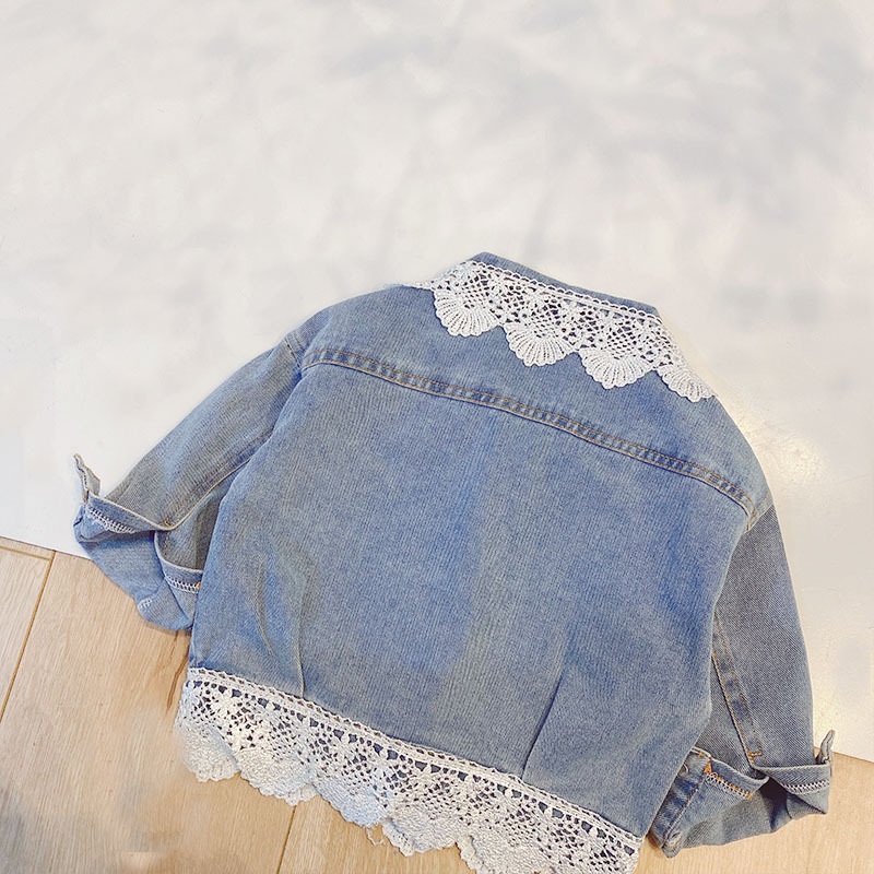 Baby Girl Lace Denim Jacket Infant Toddle Jean Coat Child Windbreaker Jacket Baby Outwear Chaqueta Clothes primavera autunno 1-7Y