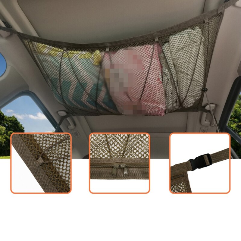 Car Roof Bag - 90x65cm - Polyester Cargo Carrier - Durable Mesh Outdoor Travel Luggage Storage