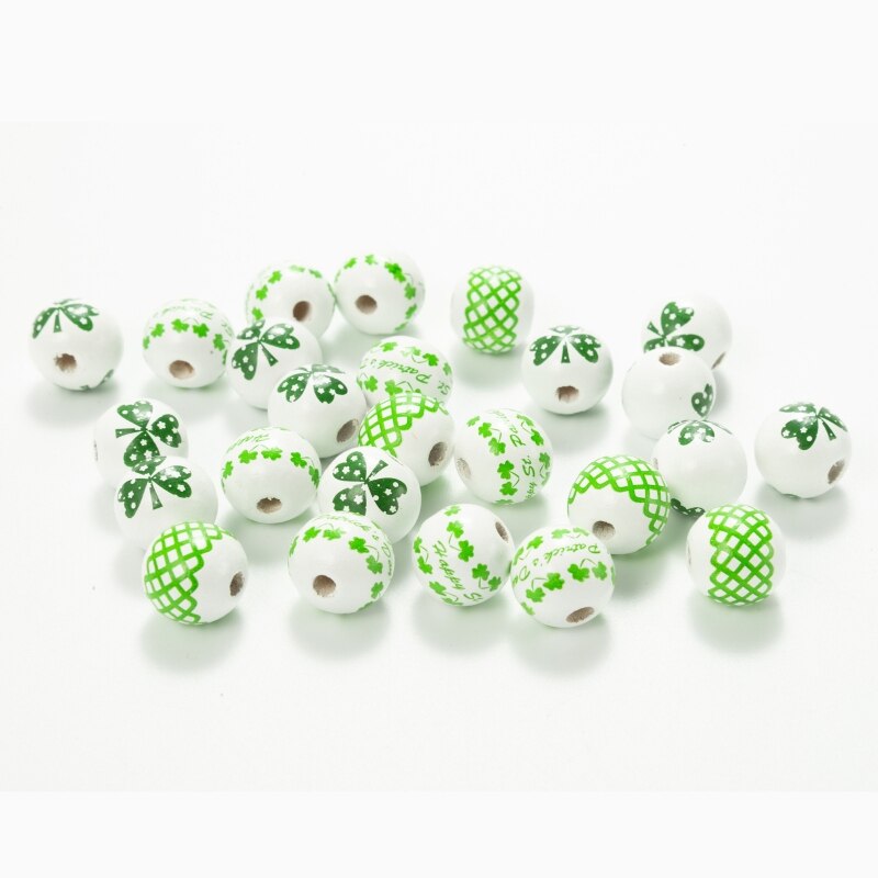 16mm Round Clover Spacer Beads Leaves Wooden Beads Children&#39;s Wooden Beads Tassel Wooden Bead String Diy Accessories