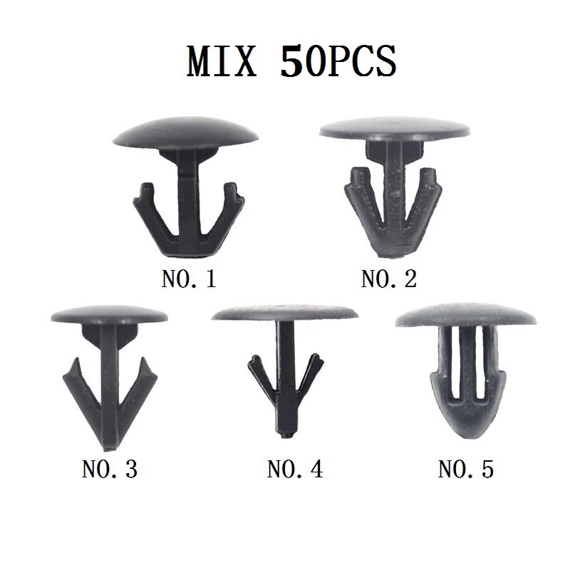 50 Pcs Mix Car Fixed Screw Square Round head Nut Screw Fixed Grommet Clip Plastic Snap In Fastener: A11 Mix 50PCS