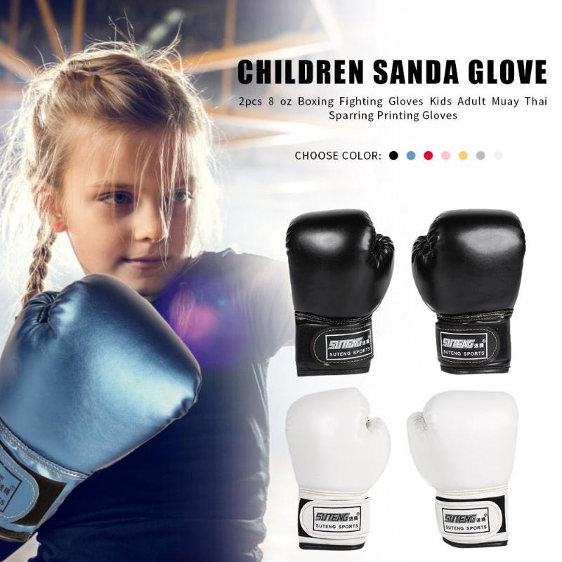 2 stk boksningstræning kamphandsker pu læder børn åndbar muay thai sparring stans karate kickboxing handske