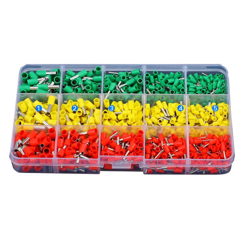 Crimp Ring tip Insulated terminal block electric wire connector pin tube terminal ejector kit for wiring: 990pcs