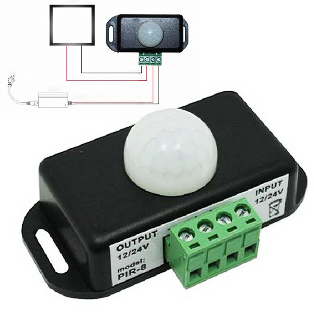 Human sensor switch controller for automatic DC 12V-24V 8A infrared PIR motion sensor switch for LED lights(Without packaging)
