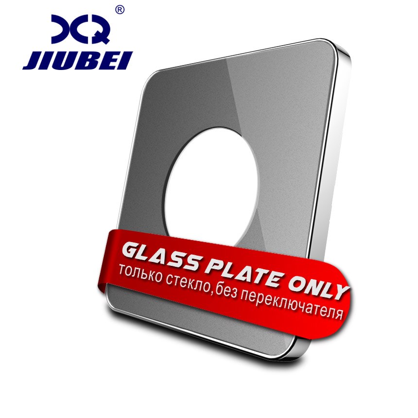 Jiubei – panneau en verre cristal simple, 80x80mm, perle blanche de luxe, pour prise d'interrupteur mural, pièces de rechange à monter soi-même, standard ue: Grey