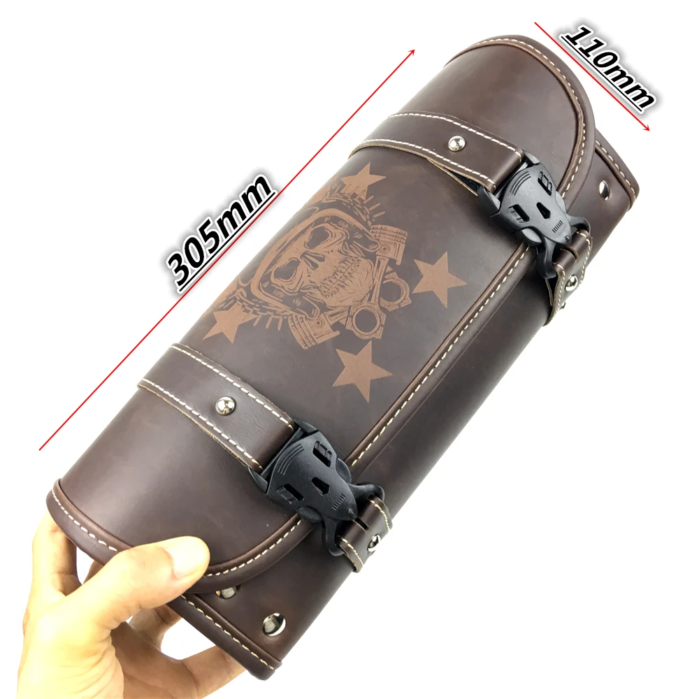 2022 neue Motorrad Gabel Tasche Leder Cruiser Werkzeug Rolle Barrel Tasche Gabel Barrel Form Lenker Schwarz Satteltaschen Lagerung: YELLOW