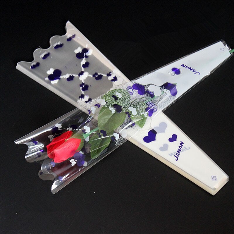 100pcs mini Transparency Bag Rose Single Flower Bag Bouquet Wrapping Paper Plastic Opp Bag Floral Packaging Materials Accessory