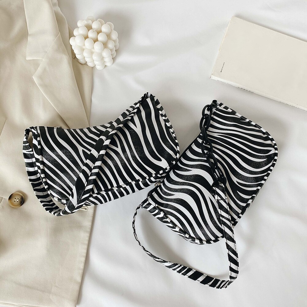 Kvindelig læder underarm skuldertaske zebra print kvinder håndtaske totes populær enkel kvindelig daglig taske