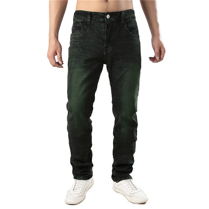 Heren jeans groene hiphop slim biker jeans destroyed fry snowflakes slim fit denim broek elastische streetwear ,6671