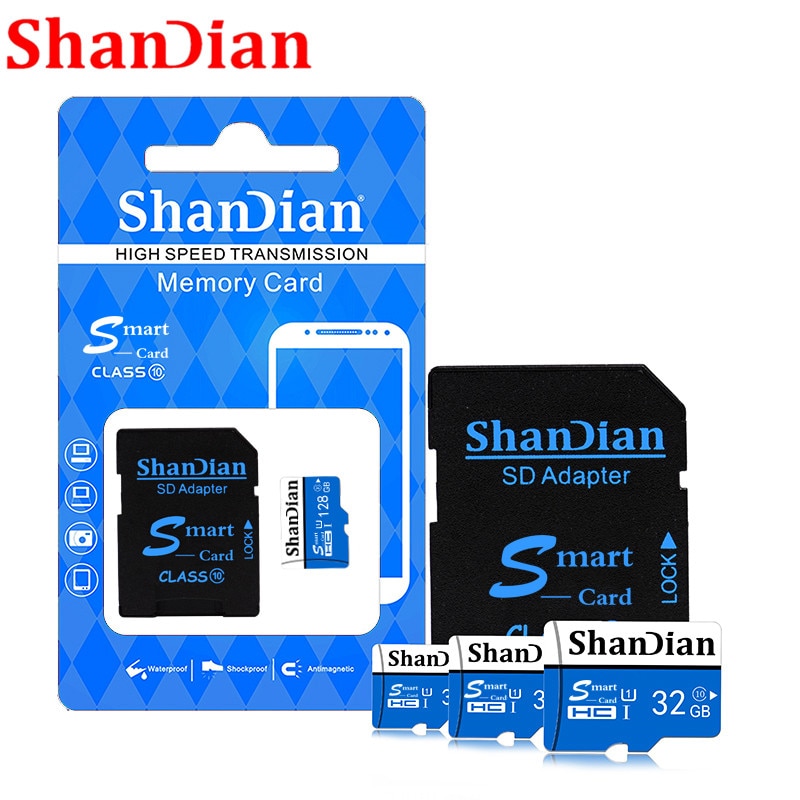 SHANDIAN Mikro sd karte TF karte class10 Mini karte Mikro sd 64GB 32GB 16GB 8GB Externe stift Stock Blitz Erinnerung disk für Telefon