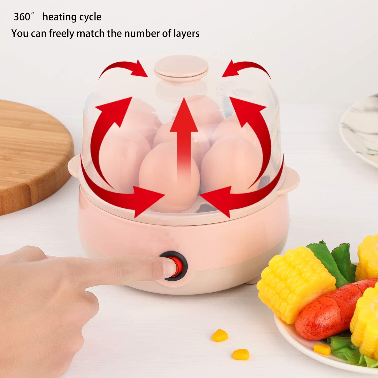 Mini Elektrische Pan Ketels 2-Layer Gekookt Ei Fornuis Multifunctionele Warmte 14 Eieren Broodje Eten Boiler Steamer 220V auto Shut