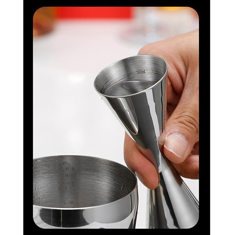 Double-headed Measuring Cup Cocktail Mixing Cup 304 Stainless Steel Ounce Glass Meter Integrated Cocktail Mixing Cup