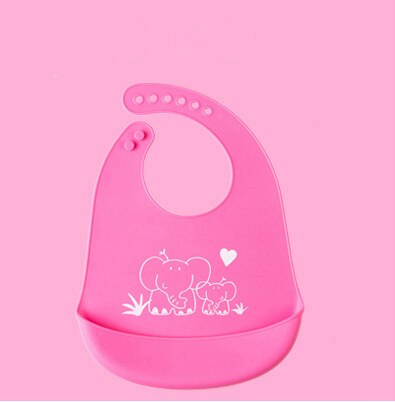 Bavaglini impermeabili regolabili in Silicone bavaglino morbido bavaglino Unisex neonati roba solido cartone animato stampa animalier ragazza ragazzo panni Burp: Pink