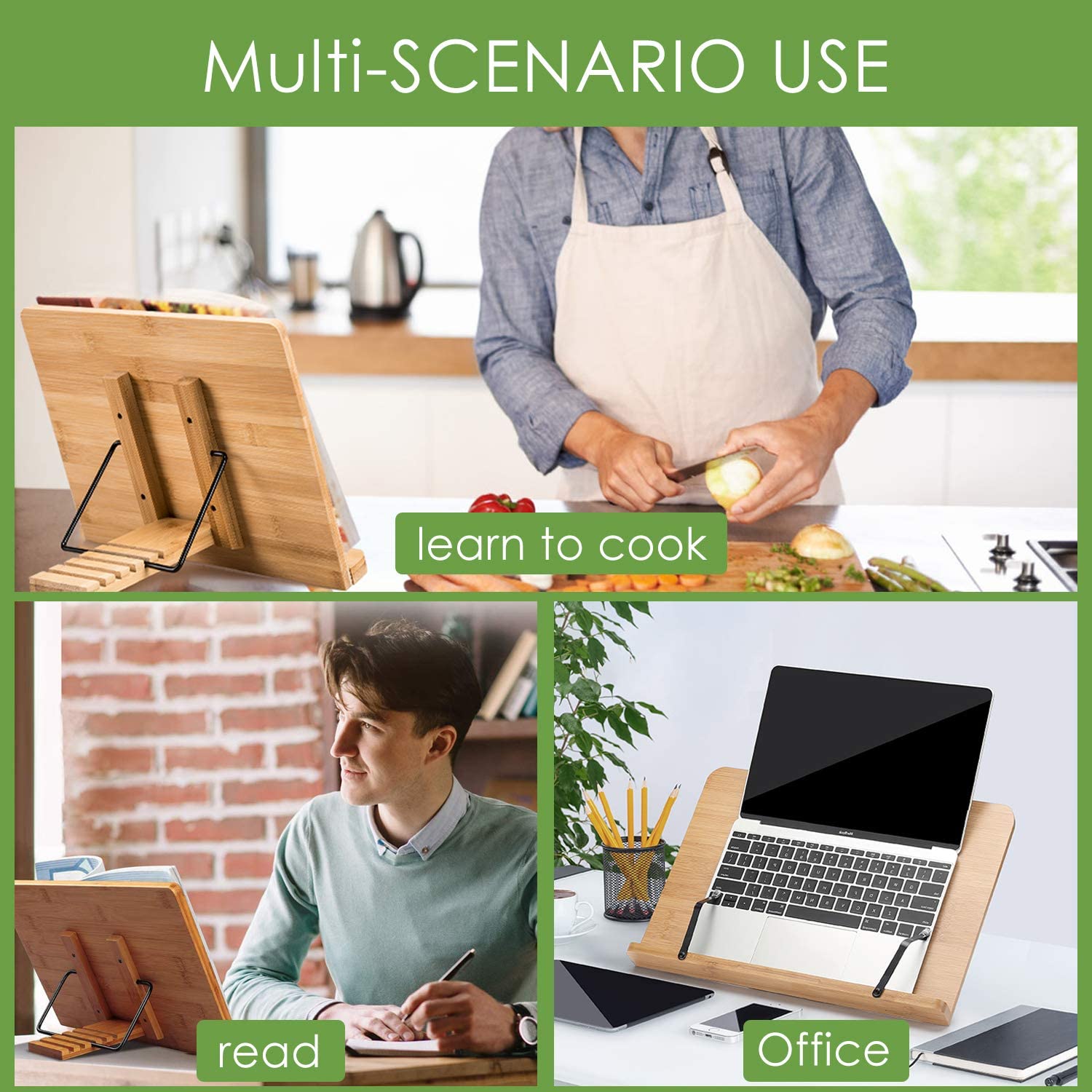 Verstelbare Reading Rest Tablet Kok Thuis Studeerkamer Boek Houder Opvouwbare Kookboek Stand Pagina 'S Vaste Keuken Boekensteunen Plank Hout