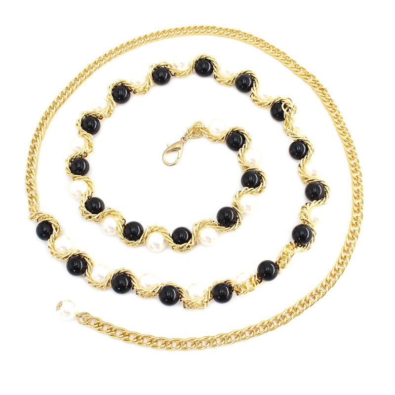 2022 hanfu belt women simulated pearl belts alloy chain belts waistband women dresses clothing female accessories