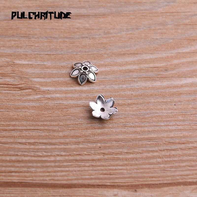 100pcs 3*9*10mm Two Color Retro Bead Caps Charm Hollow Flower Pendants Jewelry Accessories DIY Receptacle Charms