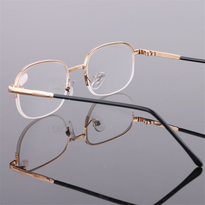 Elbru firkantet metal færdigt nærsynethed briller til mænd kvinder guld halv ramme kortsigtede briller diopter  -1.0 1.5 2.0 2.5 3 3.5
