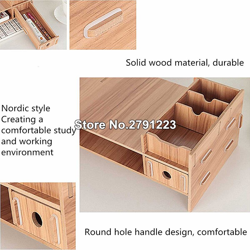 Multi-function Desktop Monitor Stand Computer Screen Riser Wood Shelf Plinth Strong Laptop Stand Desk Holder For Notebook