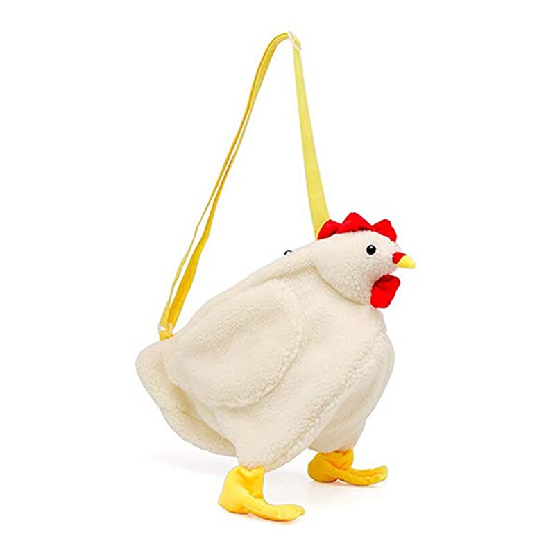 Chickens Shape Bag Zipper Crossbody Purse for Women Soft Fleece Cute Shoulder Bags TY66
