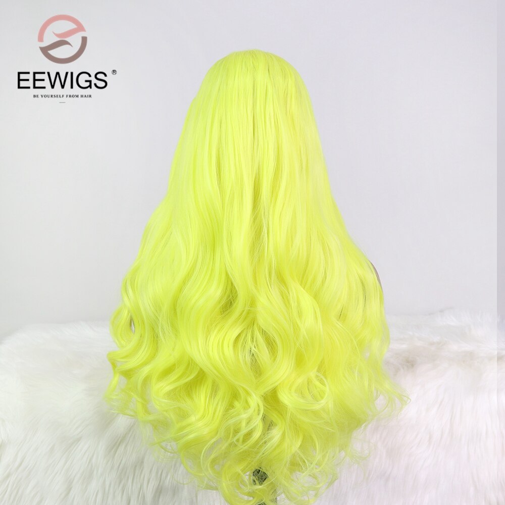 Light Yellow Synthetic Lace Front Wig High Temperature Fiber Loose Wave Long Straight Drag Queen Cosplay Wigs For Black Women